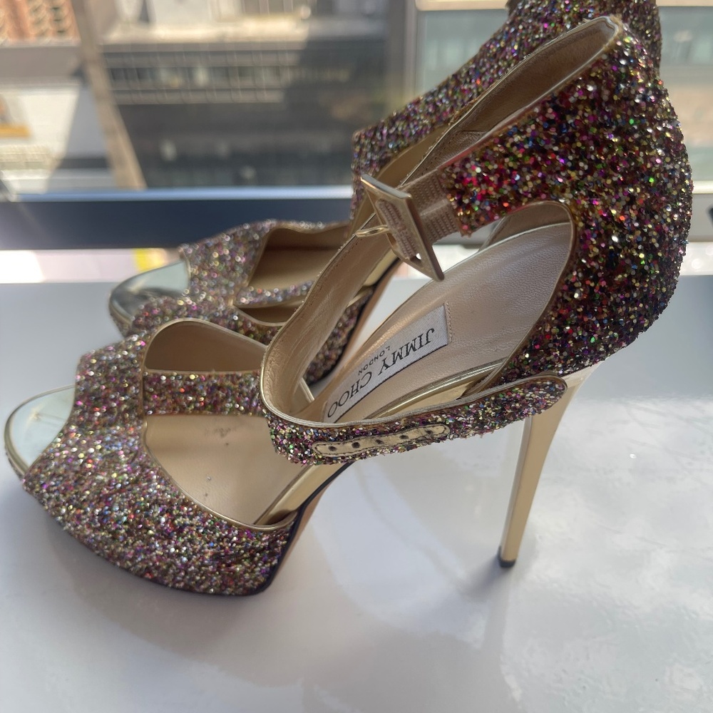 Jimmy choo colored sparkly shoes
